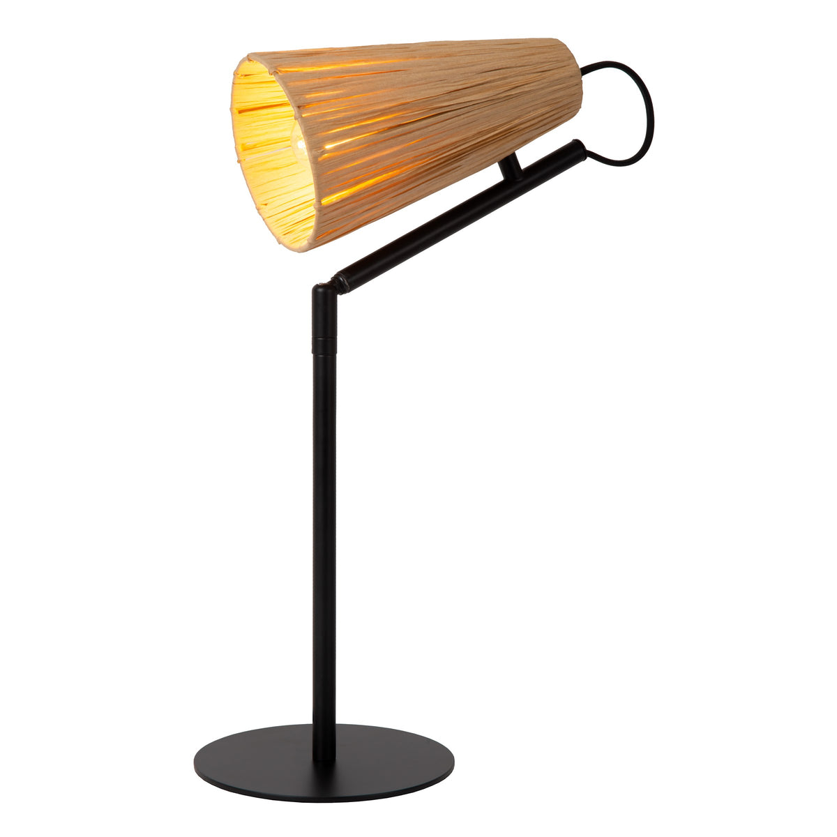 Lampe à poser Bensen noire, rotin