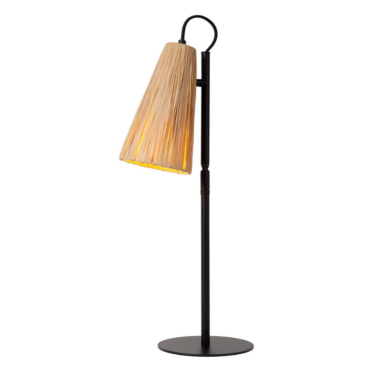 Lampe à poser Bensen noire, rotin