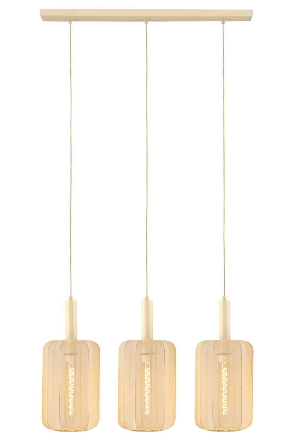 Suspension Corina 3 lumières beige, tissu
