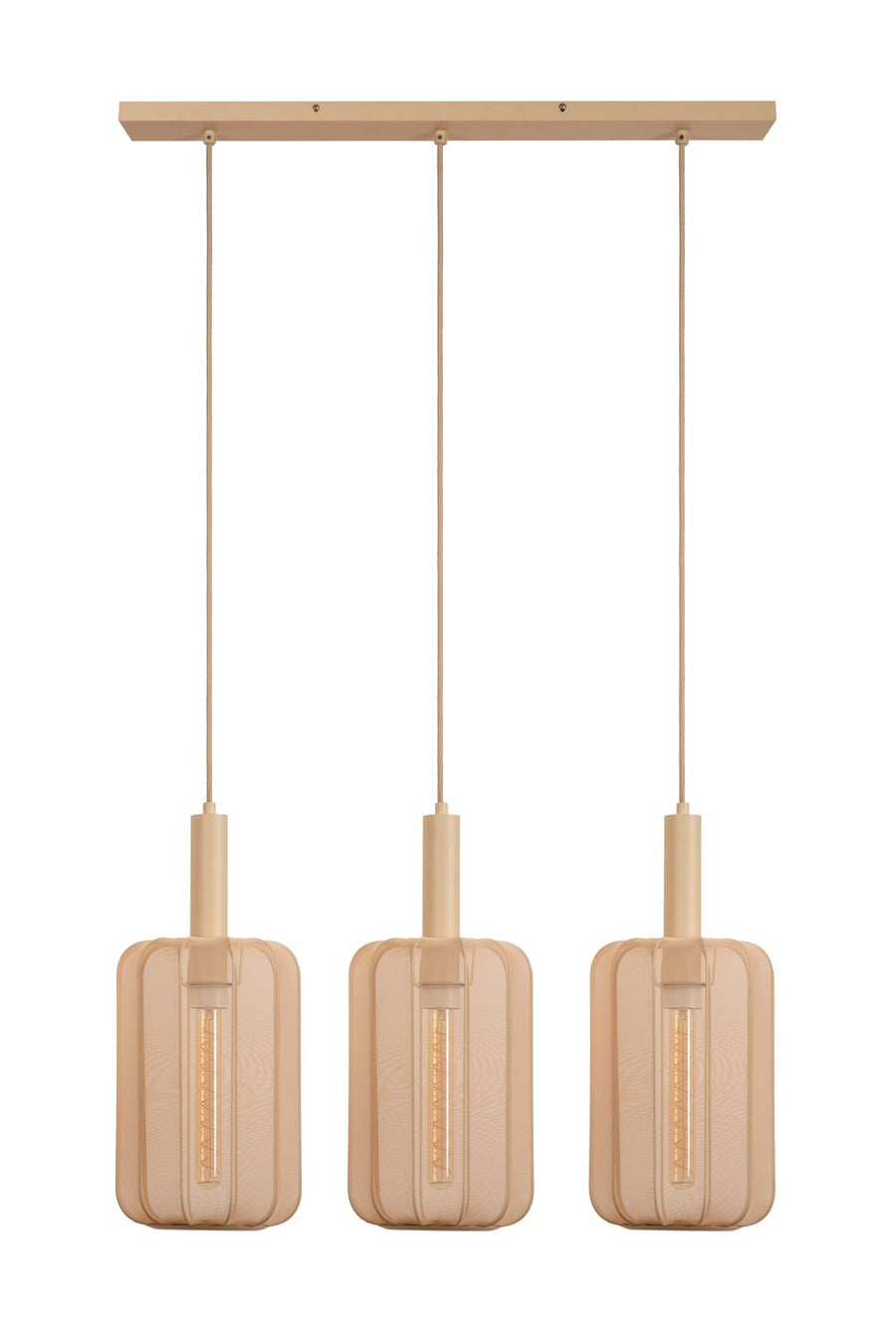 Suspension Corina 3 lumières beige, tissu