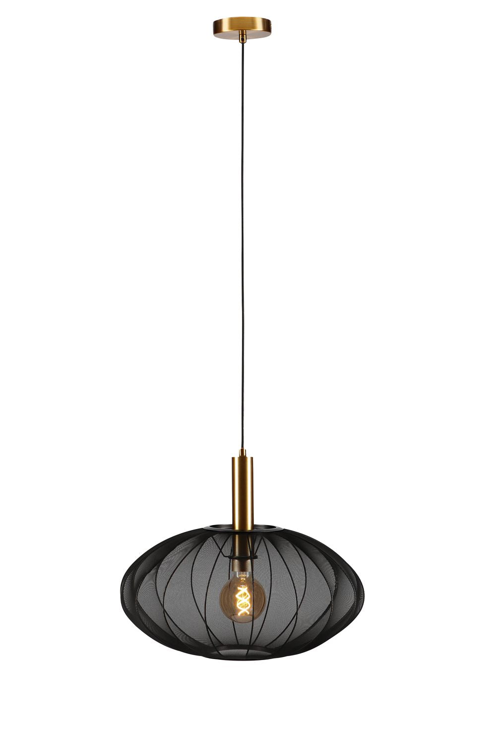 Suspension Corina noire et dorée mat, tissu