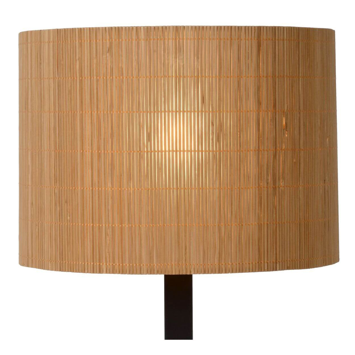 Lampe à poser Magius bois clair et noire, rotin
