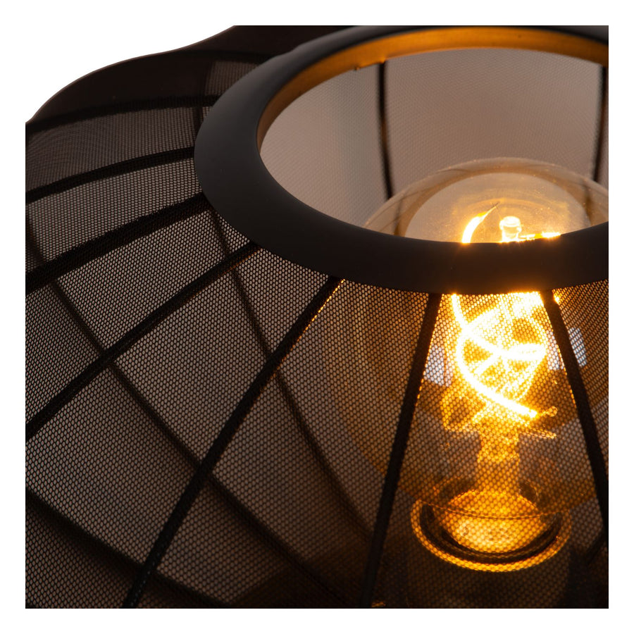 Lampe à poser Corina noire et dorée mat, tissu