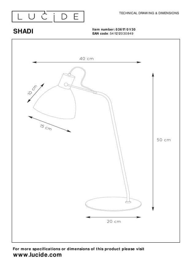 Schéma technique coté indiquant largeur, hauteur et diamètre de la base