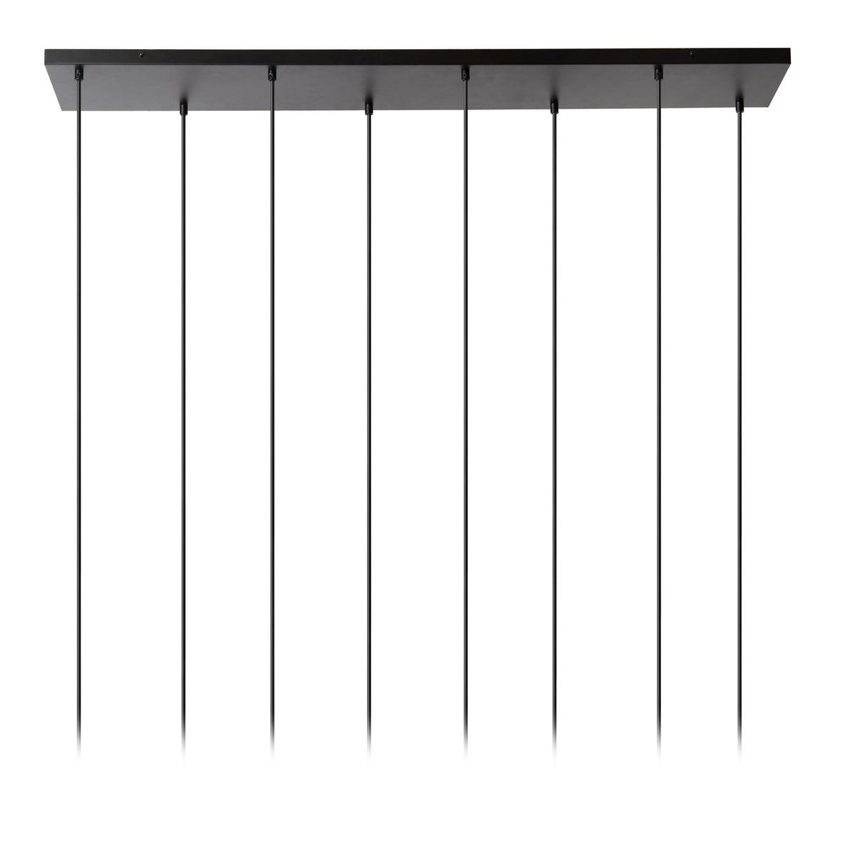Détail du plateau de fixation noir et des huit câbles verticaux