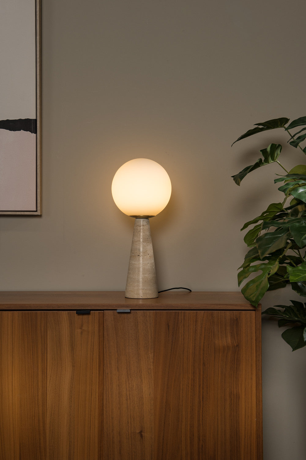 Lampe à poser Evin opale, verre