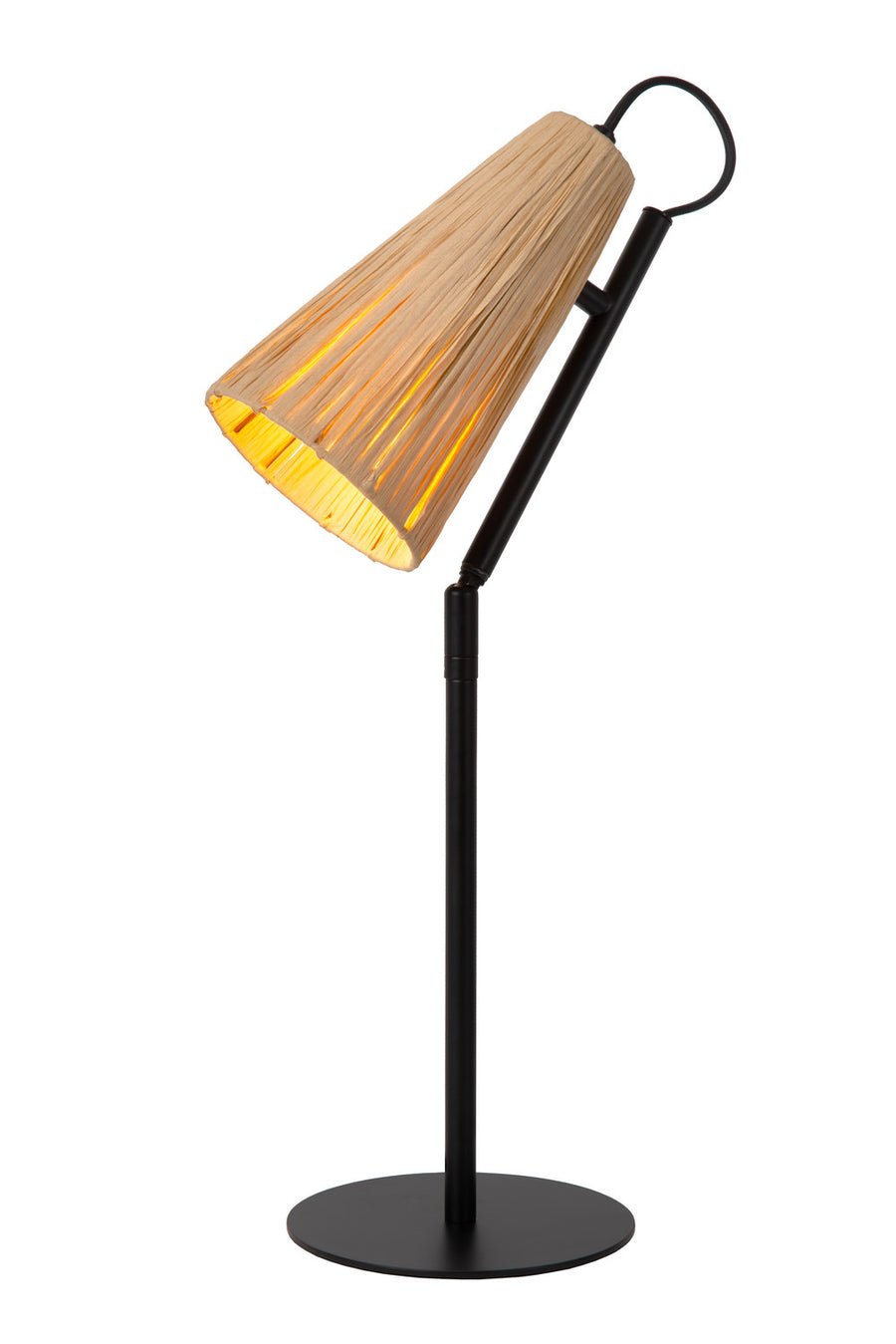 Lampe à poser Bensen noire, rotin