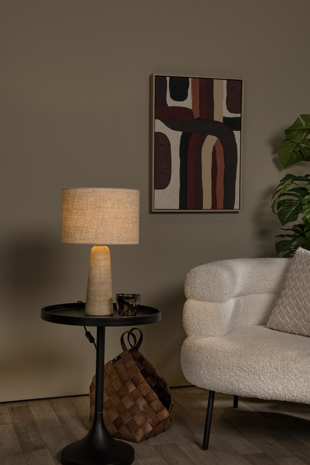 Lampe à poser Nimue taupe, lin