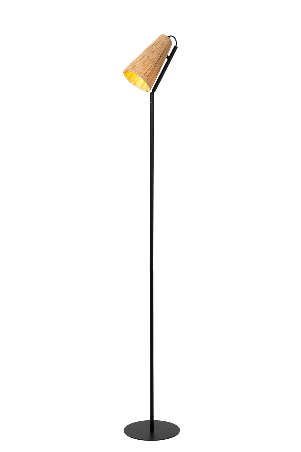 Lampadaire Bensen noir, rotin
