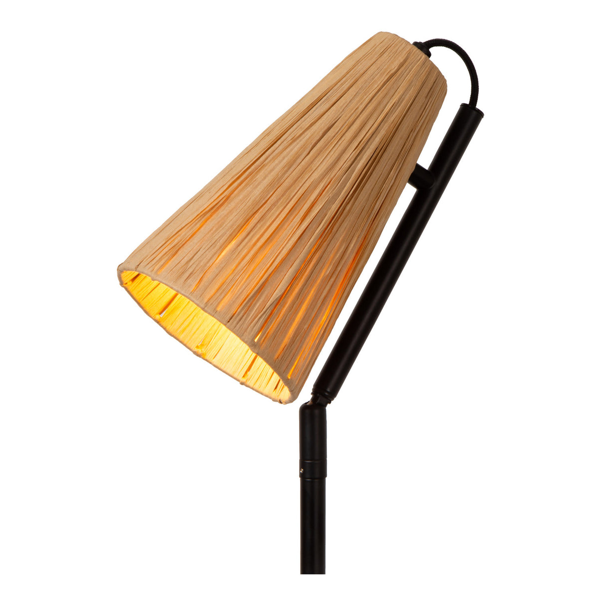 Lampadaire Bensen noir, rotin