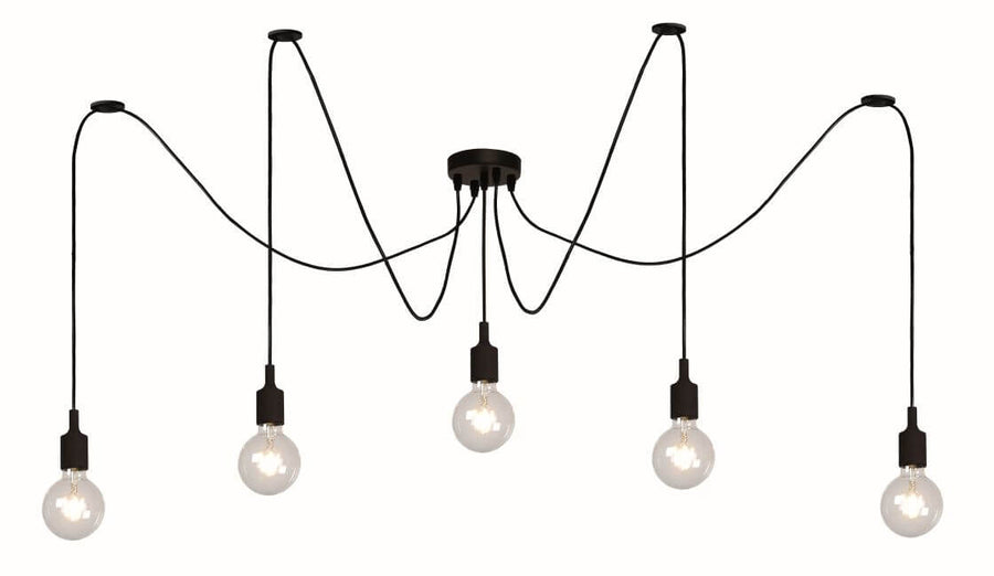Suspension FIX 5 lumières noire