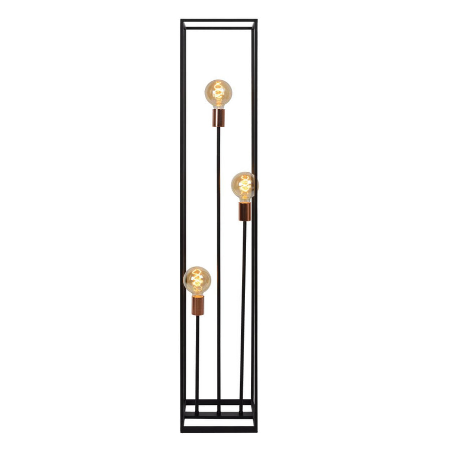Lampadaire Arthur 3 lumières noir et cuivré