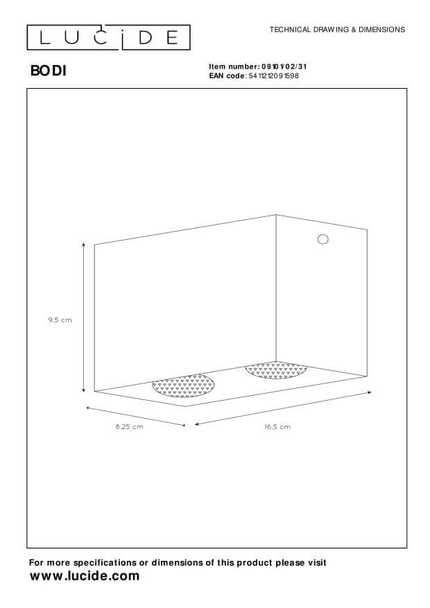 Plafonnier Bodi 2 lumières blanc