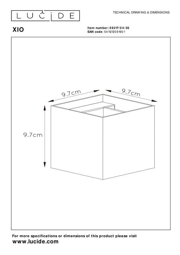 Applique murale XIO grise, H 9,7 cm