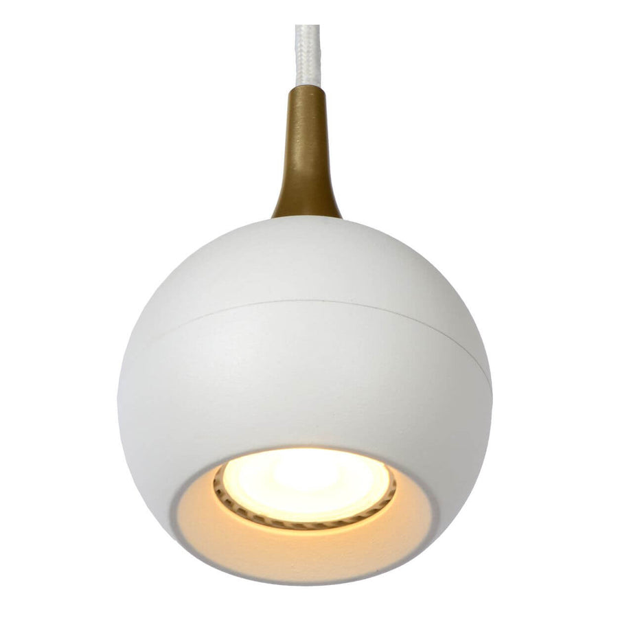 Suspension Favori blanche et dorée mat