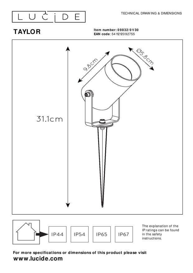 Projecteur extérieur Taylor noir