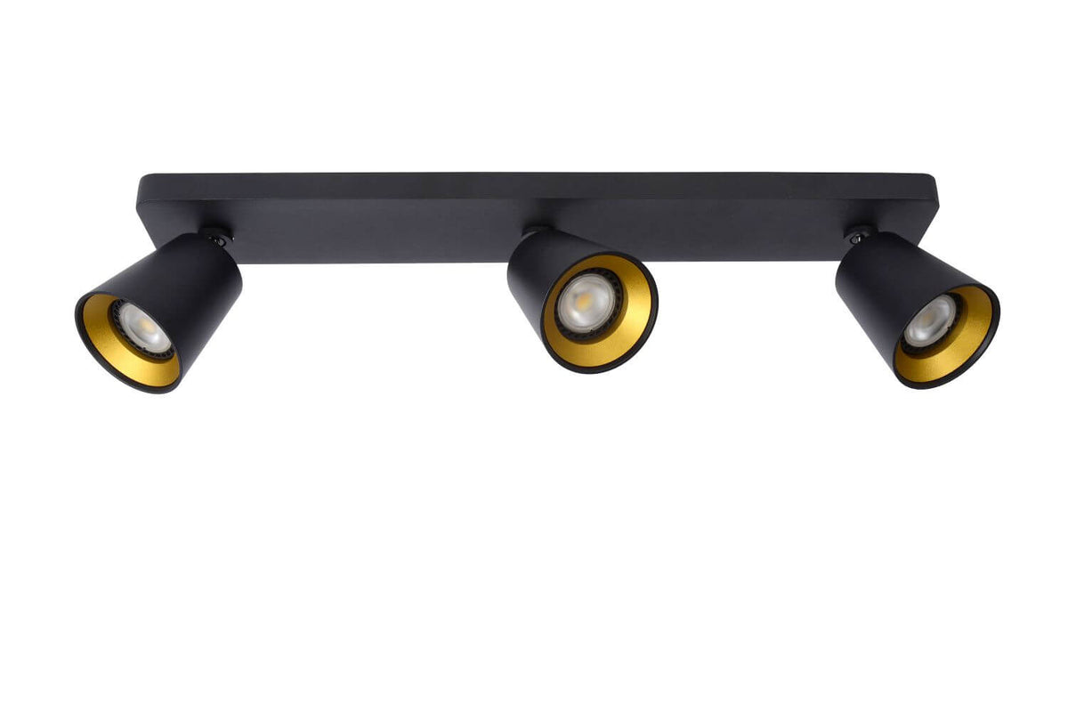 Plafonnier Turnon 3 lumières noir et doré mat
