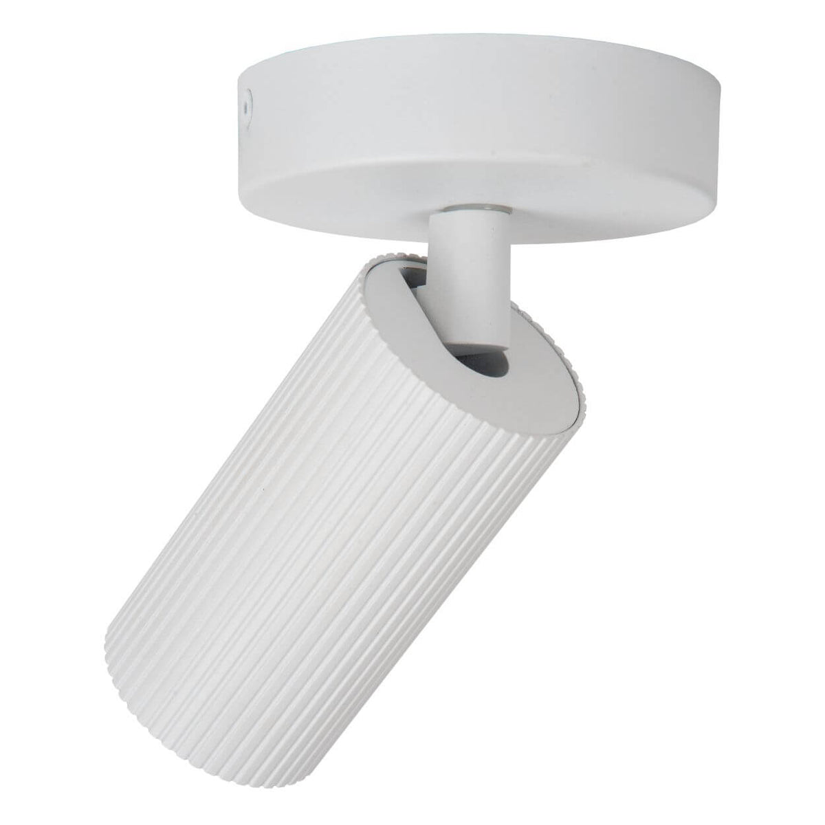 Détail de l'articulation et de la base, montrant l'orientation réglable du luminaire.