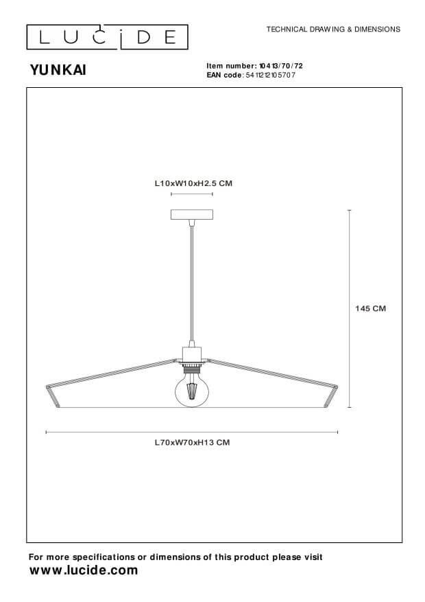 Suspension Yunkai bois clair et noire, rotin, Ø 70 cm
