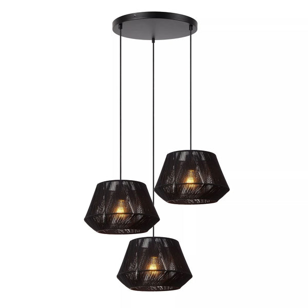 Suspension Jessica 3 lumières noire, coton