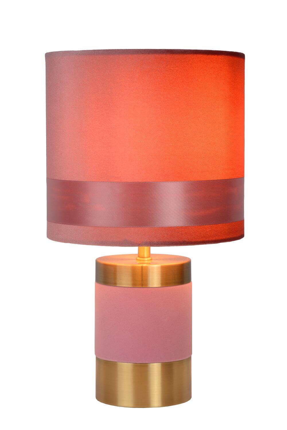Lampe à poser Extravaganza Frizzle rose et dorée mat, coton