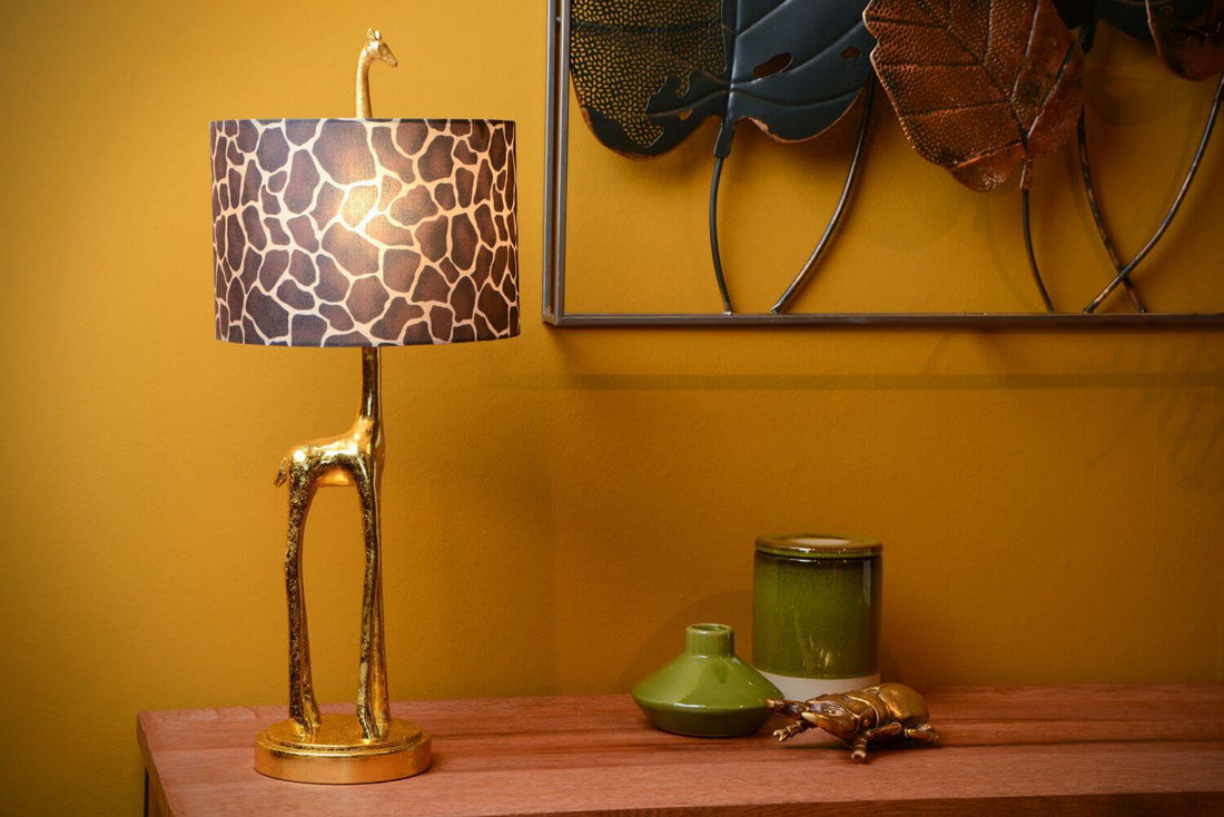 Lampe à poser Extravaganza Miss Tall dorée mat et marron, coton