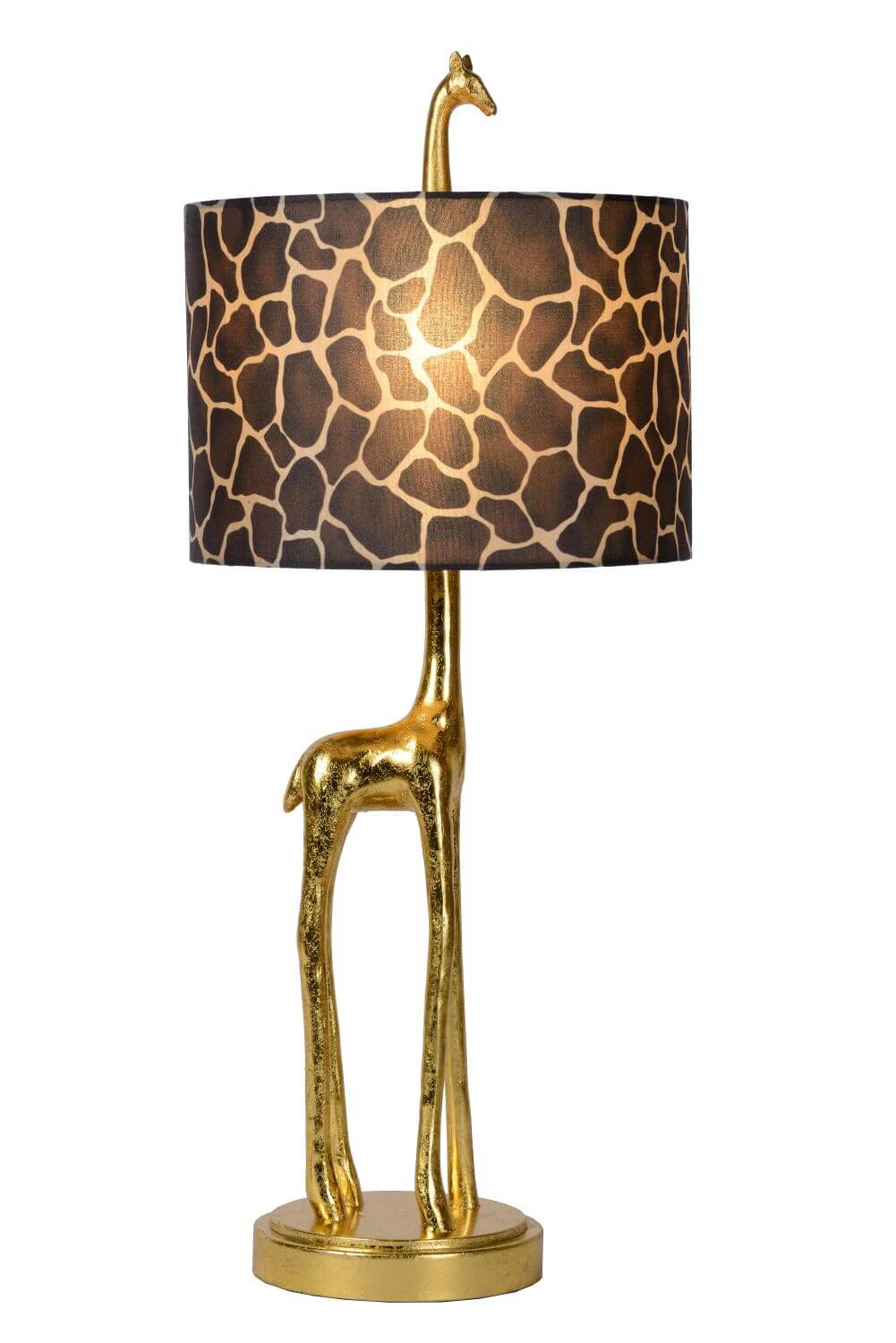 Lampe à poser Extravaganza Miss Tall dorée mat et marron, coton