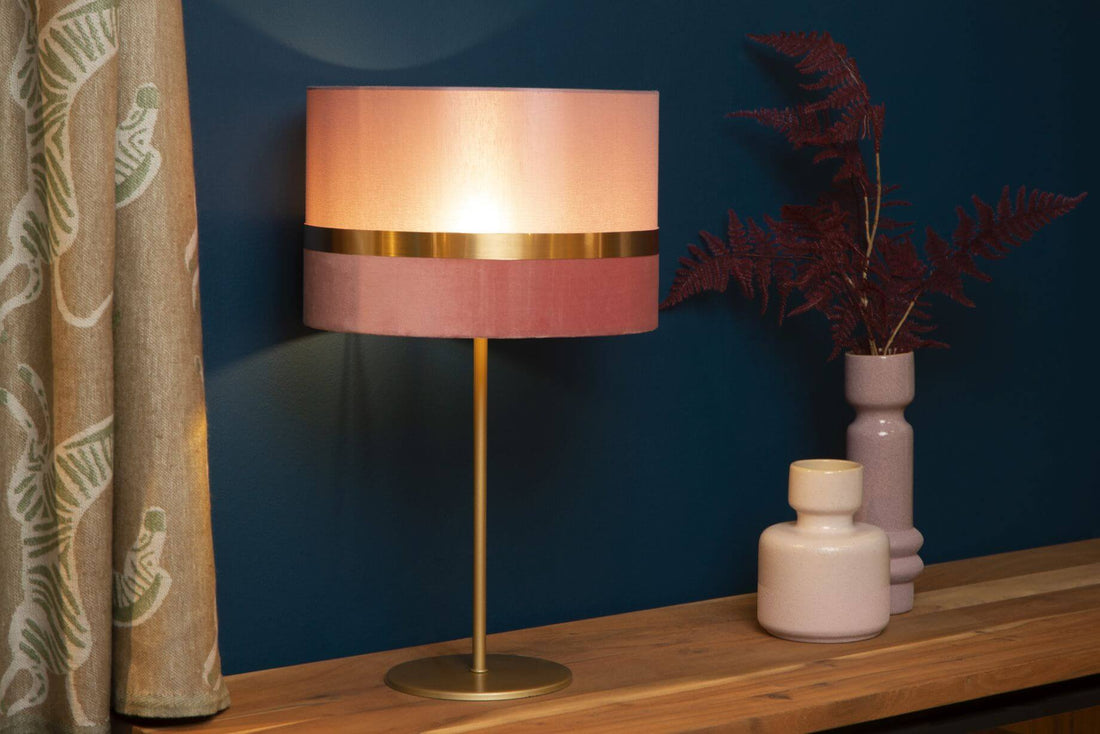 Lampe à poser Extravaganza Tusse rose et dorée, lin