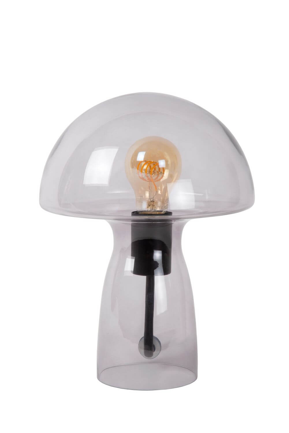 Lampe à poser Fungo fumée et grise, verre