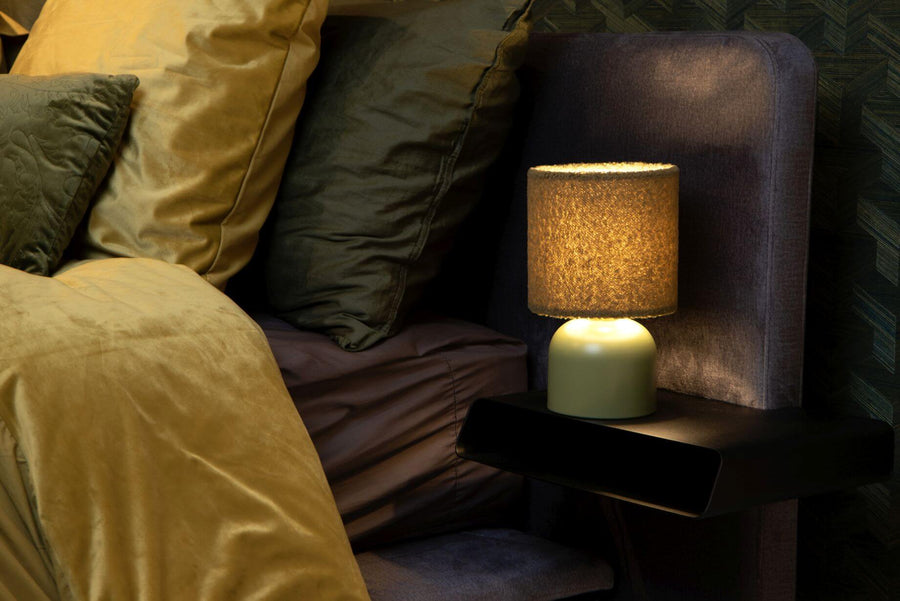 Lampe à poser Woolly verte et noire, coton