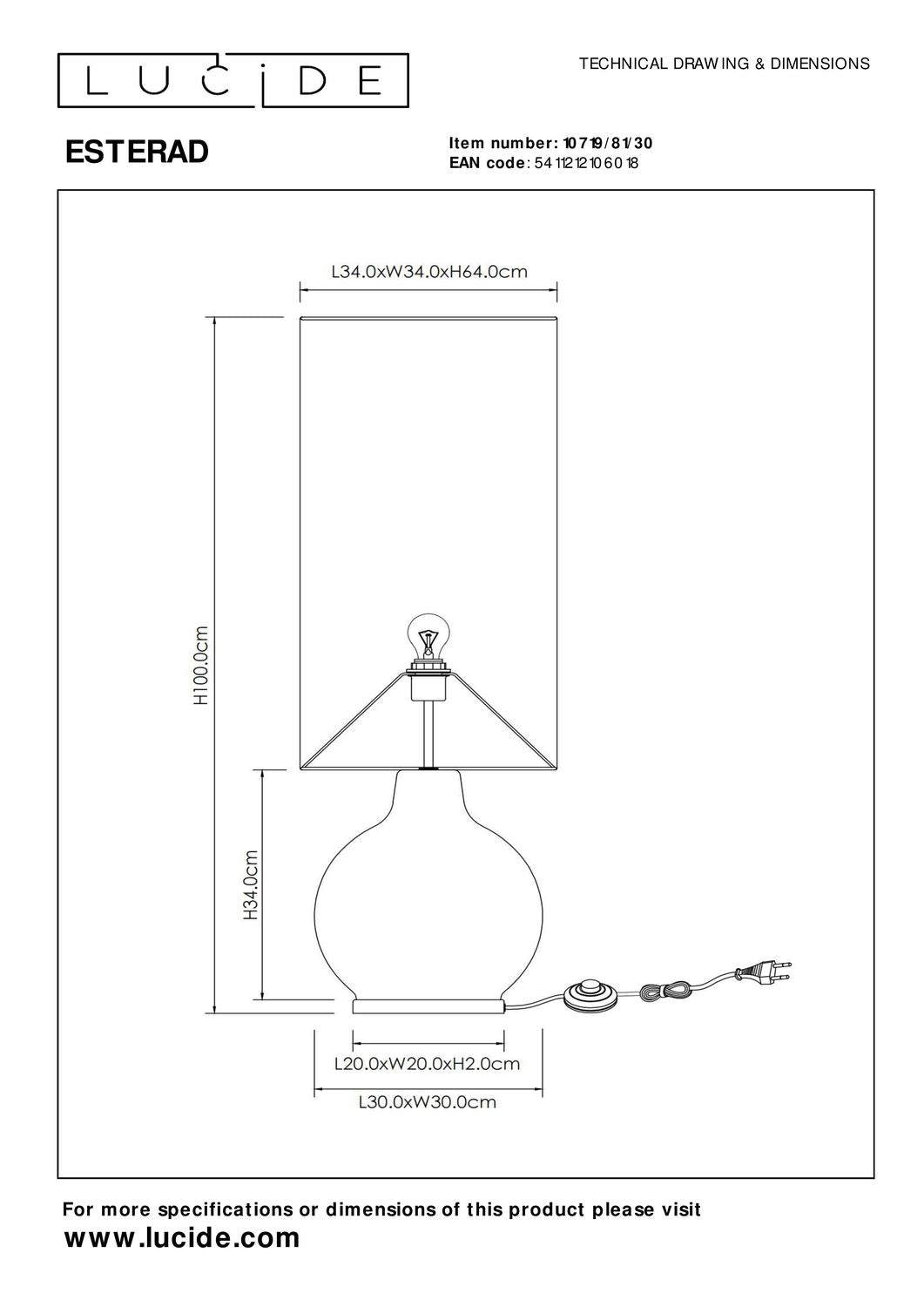 Lampadaire Esterad noir, verre