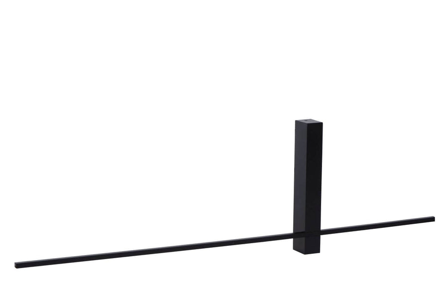 Autre angle de l'applique murale noire, mettant en valeur la barre fine et le support vertical