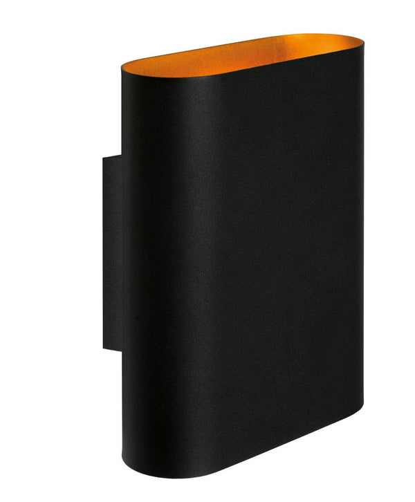 Applique murale Ovalis 2 lumières noire et dorée mat