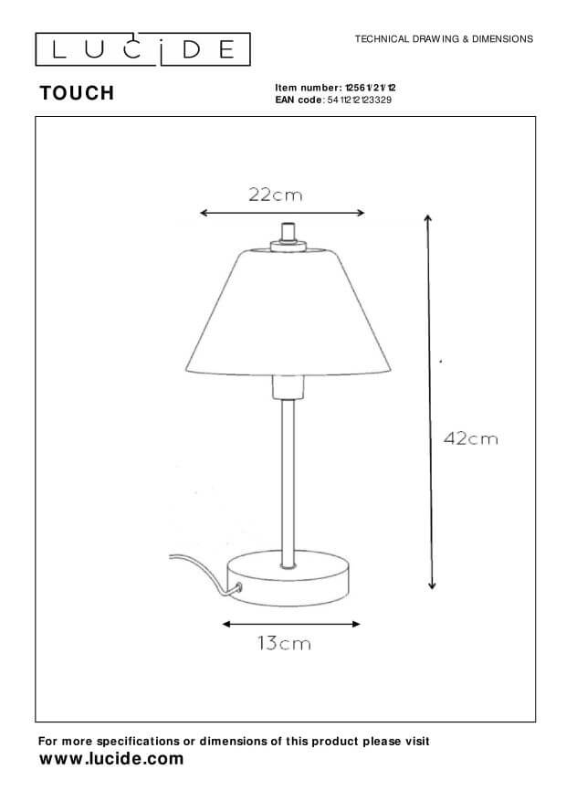 Lampe à poser Touch chromée et blanche, verre