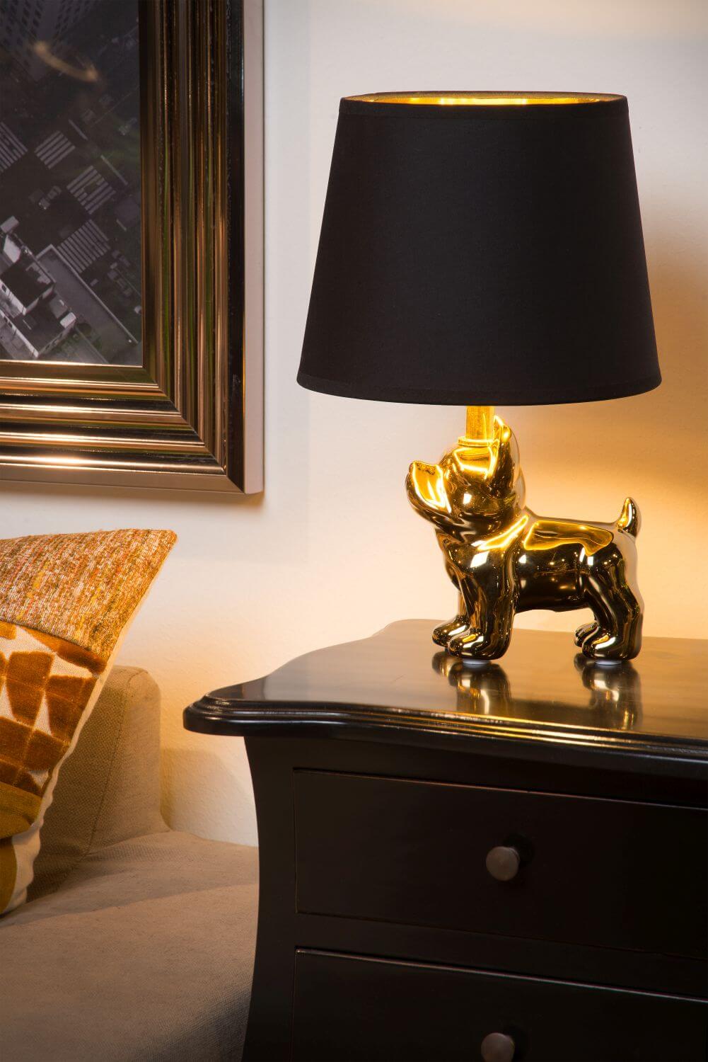Lampe à poser Extravaganza SIR Winston dorée et noire, lin