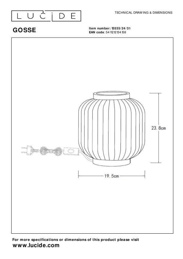 Lampe à poser Gosse blanche, porcelaine, H 23,8 cm