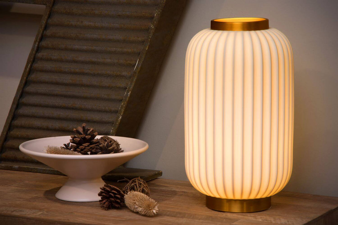 Lampe à poser Gosse blanche, porcelaine, H 33,7 cm