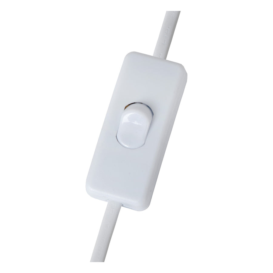 Détail de l'interrupteur blanc sur le câble d'alimentation de la lampe
