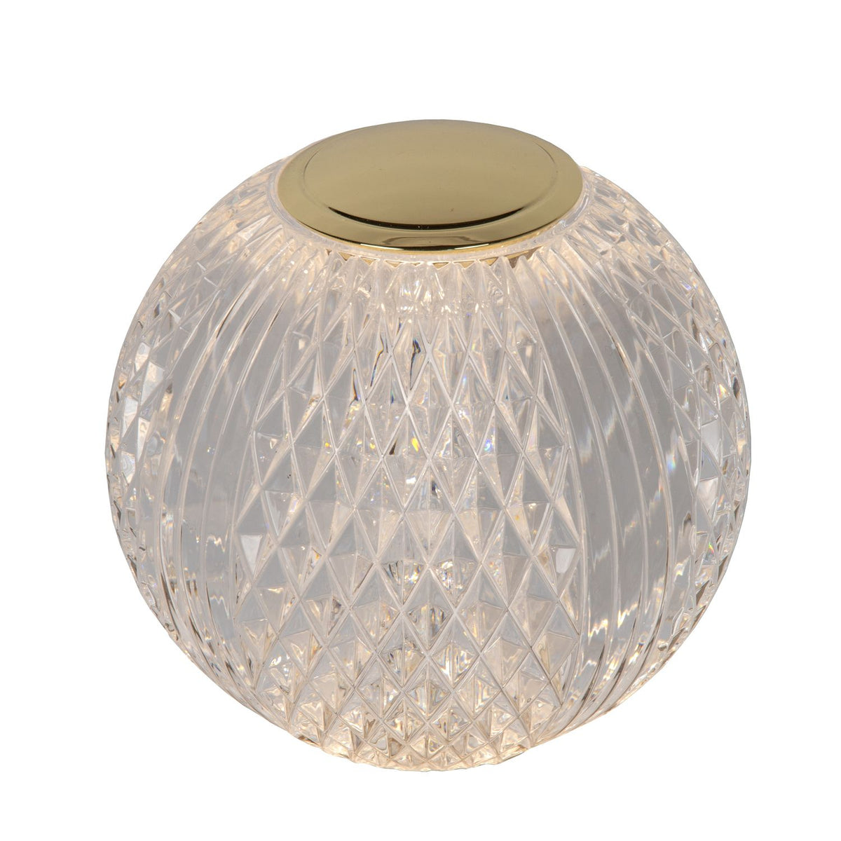 Lampe à poser Cintra transparente et dorée mat, Ø 9 cm