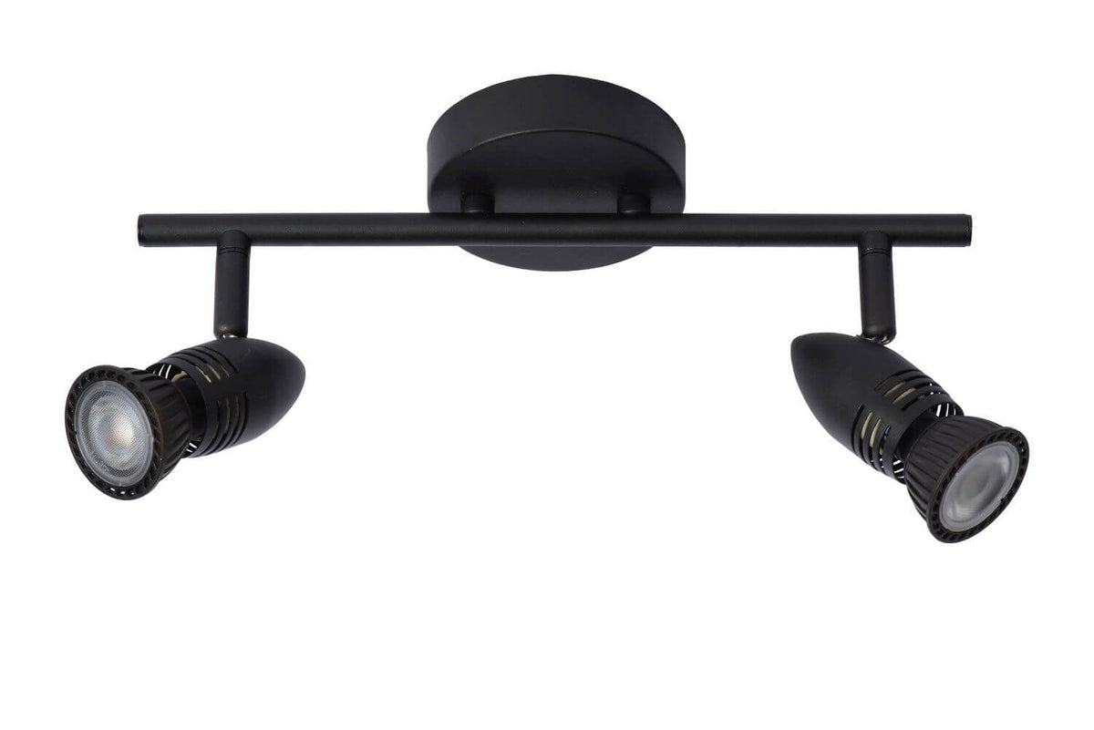 Vue de face du plafonnier éteint montrant la barre horizontale et les supports