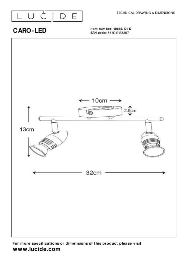 Plafonnier Caro 2 lumières chromé