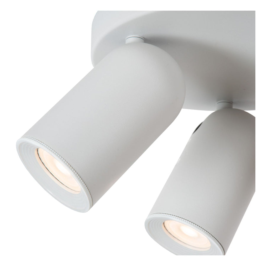 Détail de deux têtes cylindriques blanches avec joint orientable et finition mate