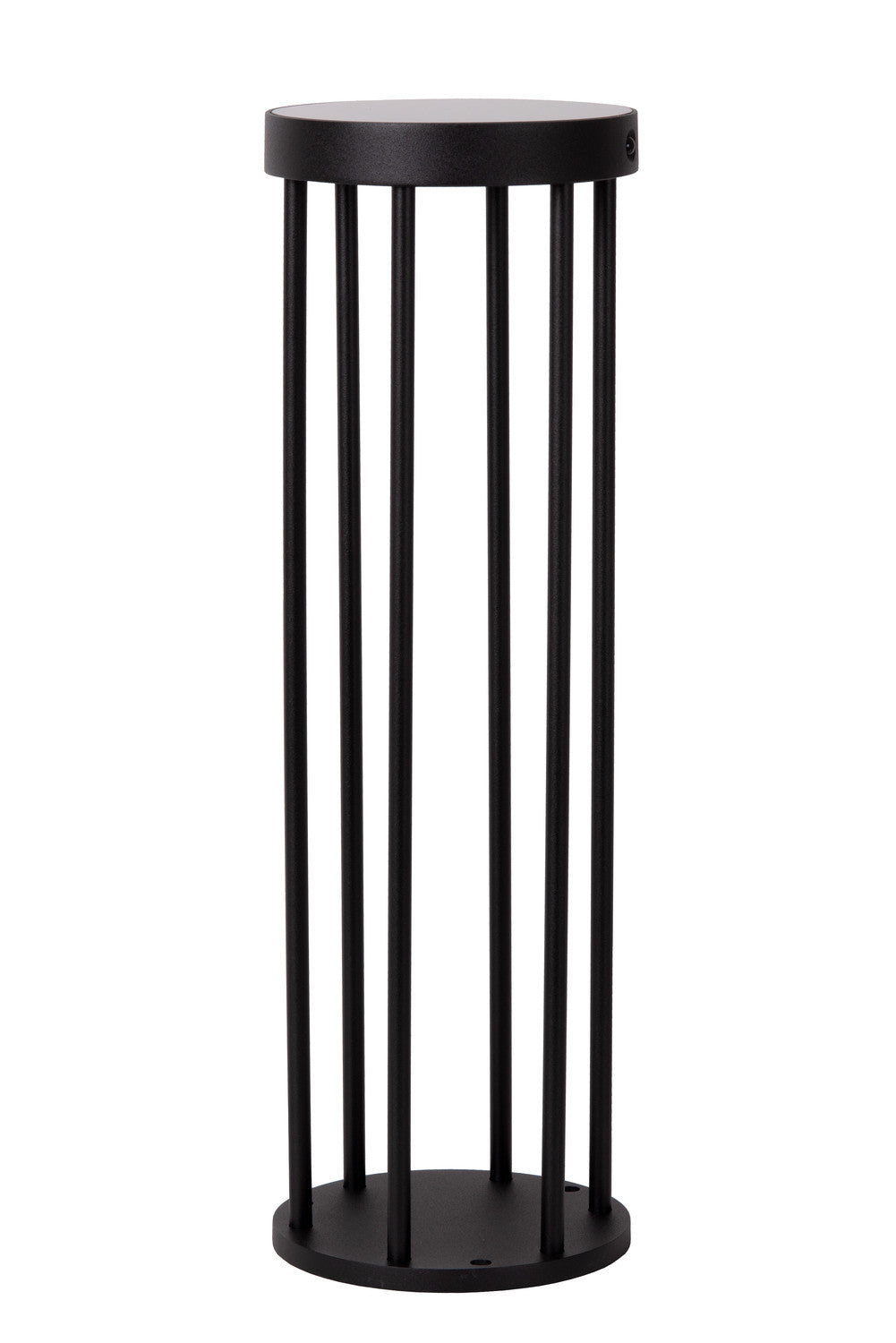 Vue d'ensemble de la borne extérieure noire, présentée sur fond blanc