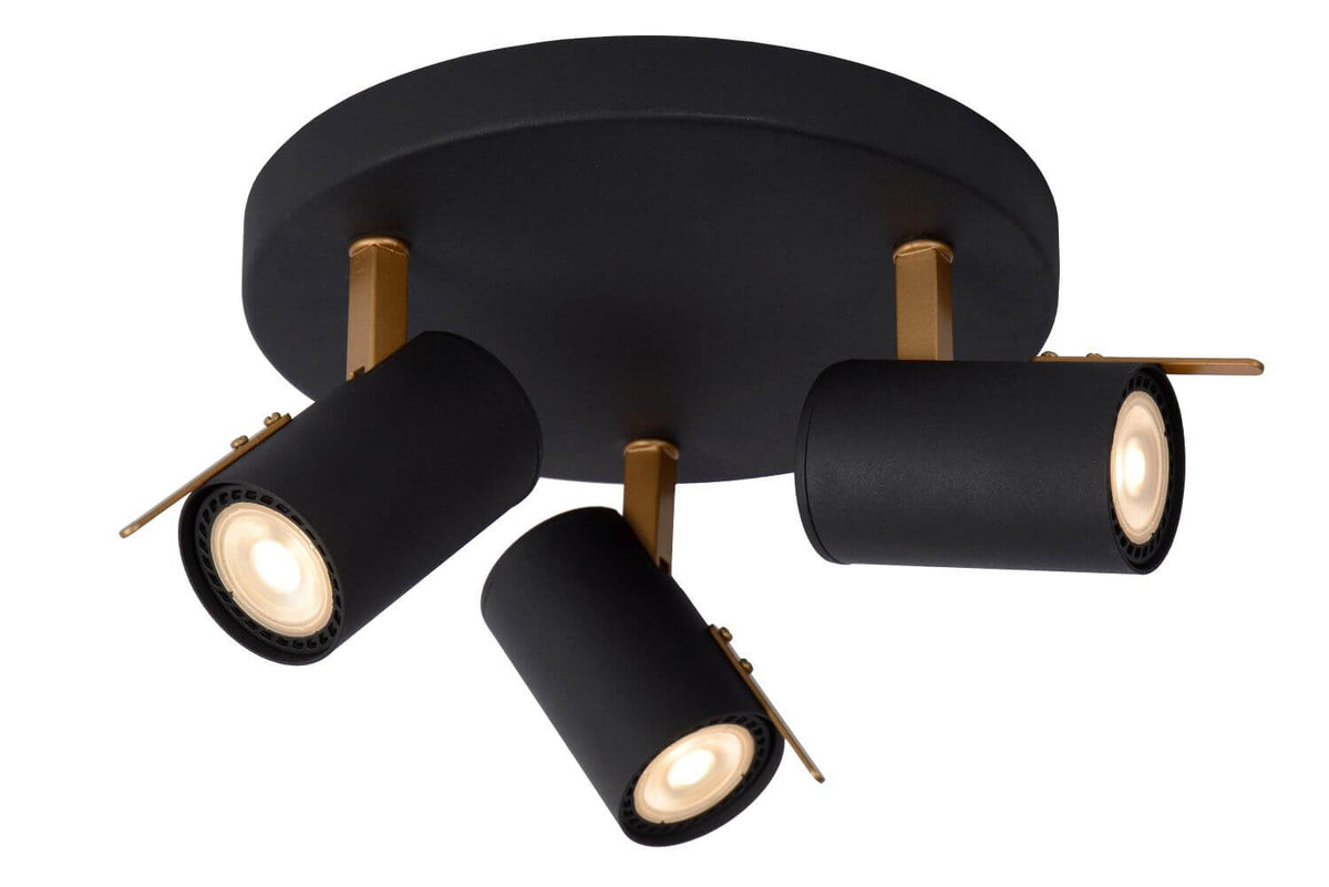 Plafonnier Grony 3 lumières noir et doré mat