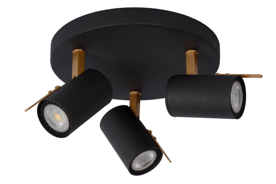 Plafonnier Grony 3 lumières noir et doré mat