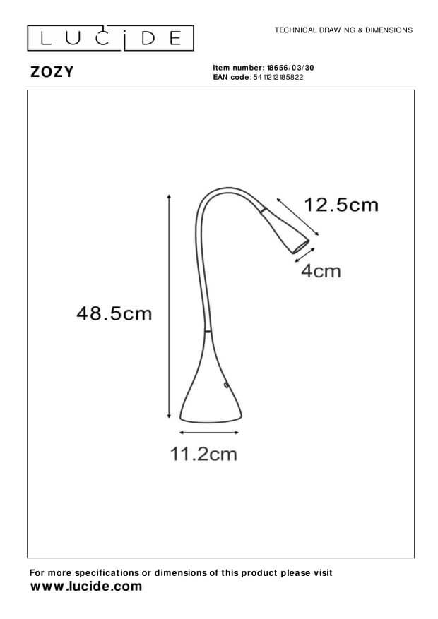 Lampe de bureau Zozy noire, H 48,5 cm