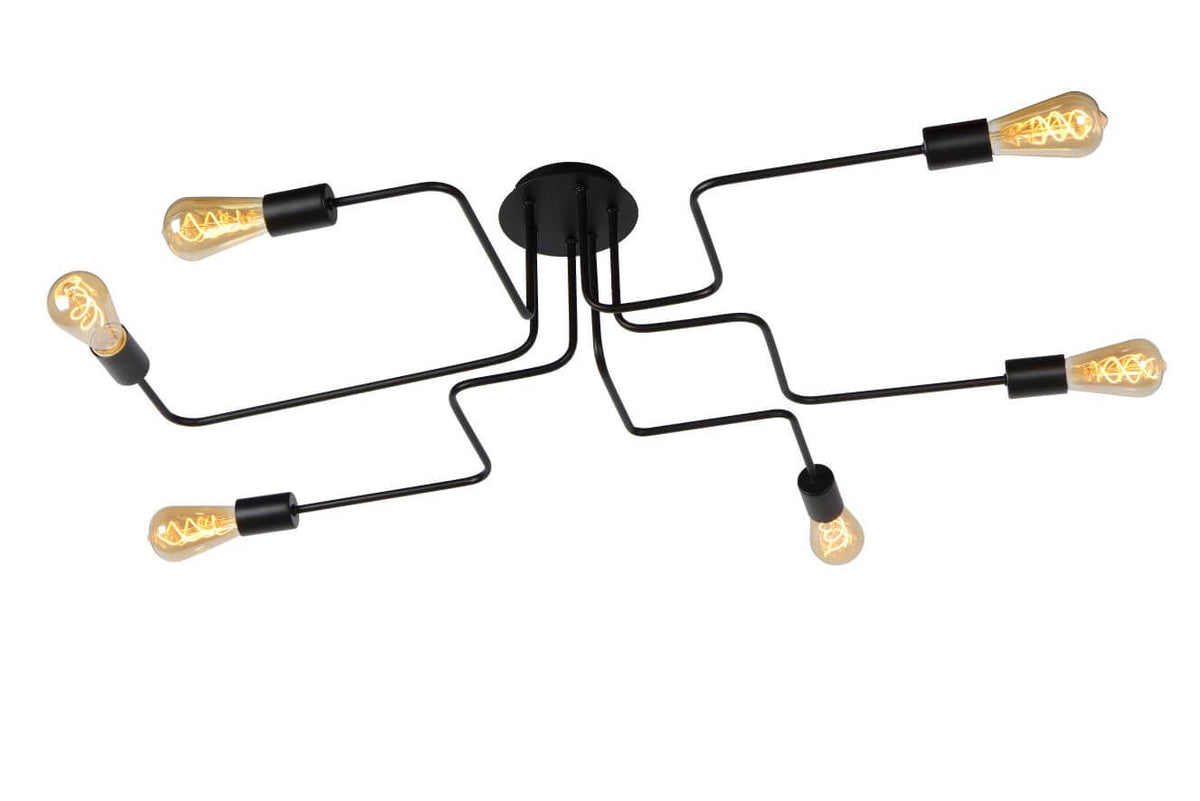 Plafonnier Lester 6 lumières noir