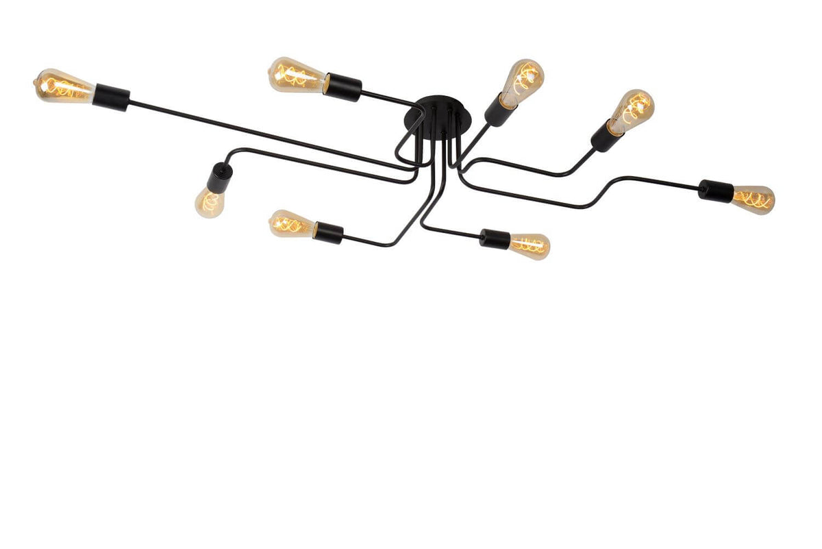 Plafonnier Lester 8 lumières noir