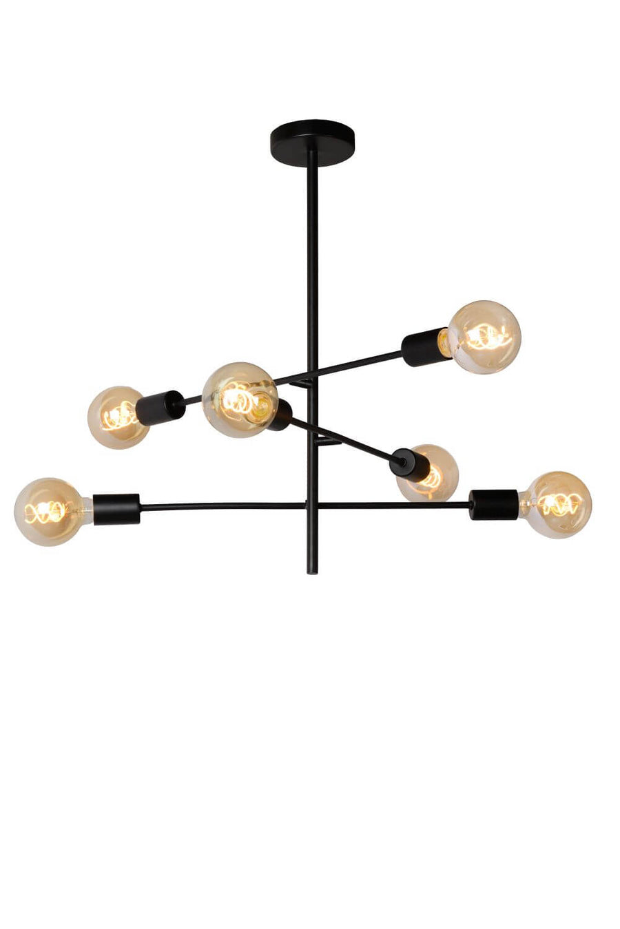 Plafonnier Lester 6 lumières noir et nickel