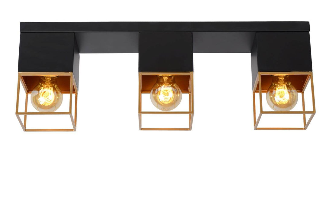 Plafonnier Rixt 3 lumières noir et doré mat